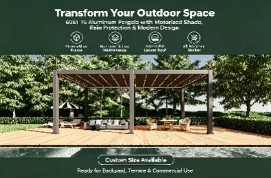Motorized Louvered Aluminum Pergola – Smart Adjustable Shade & Rain Protection 
