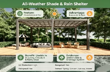 Commercial Aluminum Pergola, Rust-Proof Low-Maintenance Canopy for Restaurant Outdoor Terraces