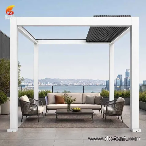 Motorized Louvered Pergola with Remote Control Adjustable Louvers