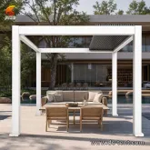 Motorized Louvered Pergola with Remote Control Adjustable Louvers
