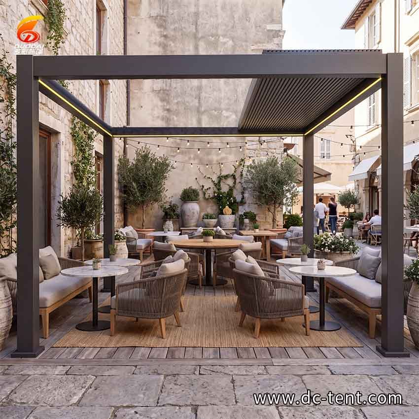 Aluminum 6061-T6 Motorized Retractable Louvered Pergola Patio Roof
