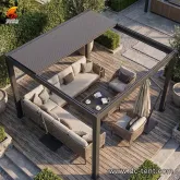 Aluminum 6061-T6 Motorized Retractable Louvered Pergola Patio Roof