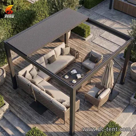 Aluminum 6061-T6 Motorized Retractable Louvered Pergola Patio Roof