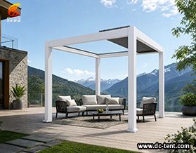 Villa Motorized Retractable Louvered Pergola Outdoor Luxury Shelter