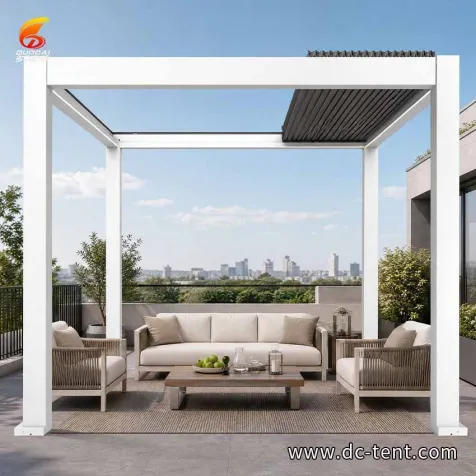 Free-Standing Electric Motorized Louvered Pergola Backyard Patio