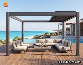 Smart Retractable Louvered Pergola with LED Lights Adjustable Patio