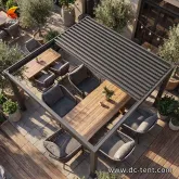 Smart Retractable Louvered Pergola with LED Lights Adjustable Patio