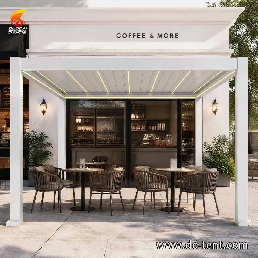 Italian Restaurant Cafe Terrace Louvered Pergola | Extend Outdoor Seating Hours