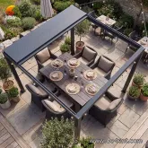Backyard Motorized Retractable Louvered Pergola Leisure Shelter Patio