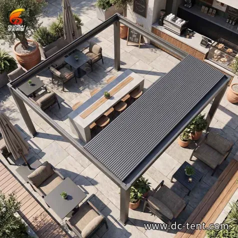 Backyard Motorized Retractable Louvered Pergola Leisure Shelter Patio