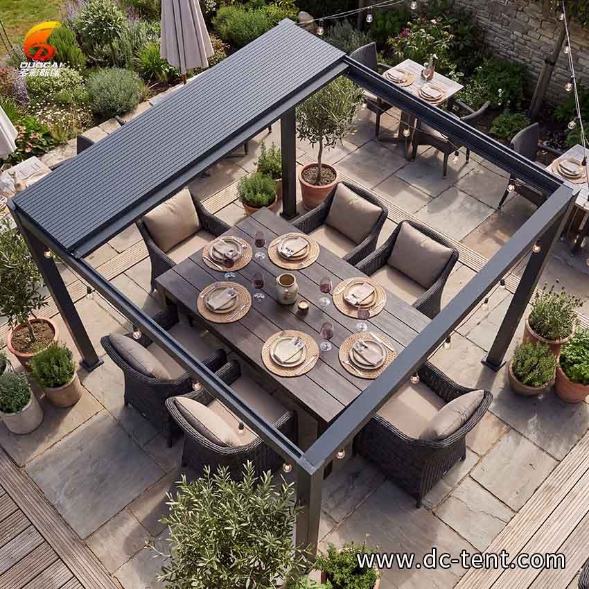 Backyard Motorized Retractable Louvered Pergola Leisure Shelter Patio