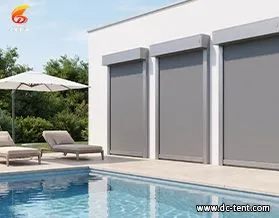 Retractable Zip Track Blinds Anti-Tear Fabric Outdoor Patio Adjustable Shades