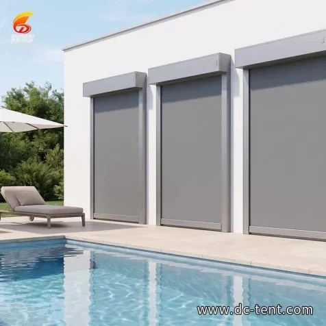 Retractable Zip Track Blinds Anti-Tear Fabric Outdoor Patio Adjustable Shades