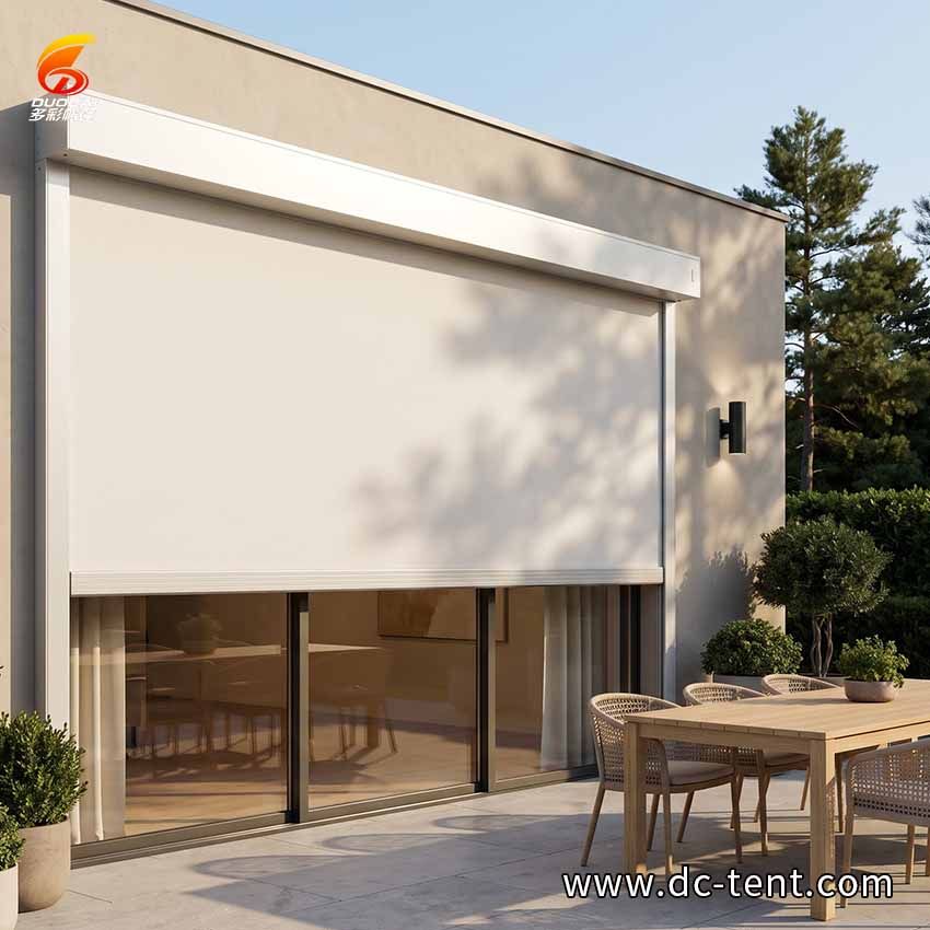 Retractable Zip Track Blinds Anti-Tear Fabric Outdoor Patio Adjustable Shades