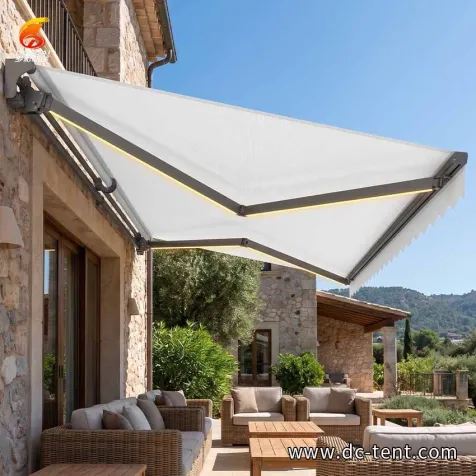 deck awning, outdoor living shade, 5m folding arm awning, uv waterproof deck awning, sun shade outdoor