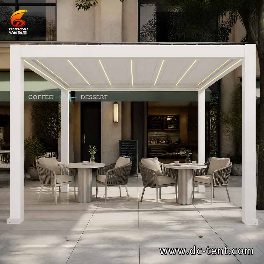 Italian Restaurant Cafe Terrace Louvered Pergola | Extend Outdoor Seating Hours