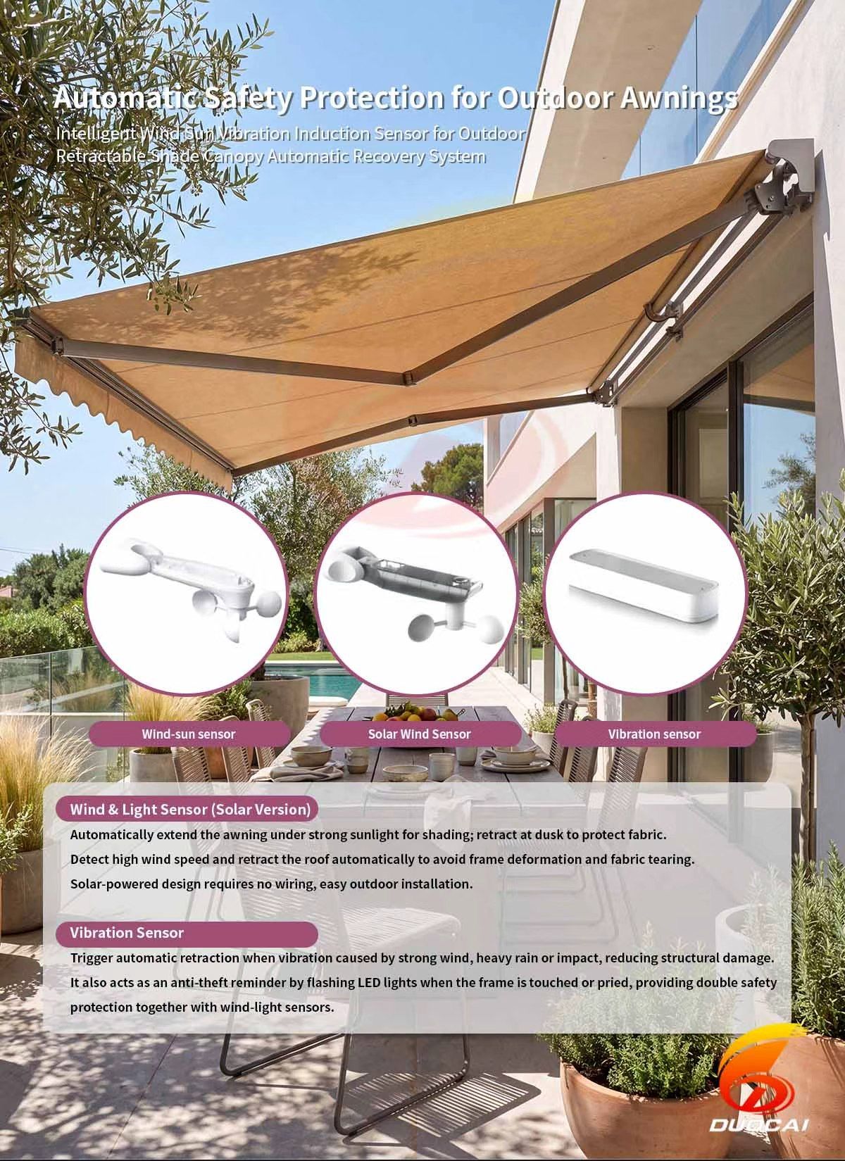 5M Retractable Folding Arm Patio Awning Waterproof UV Shade