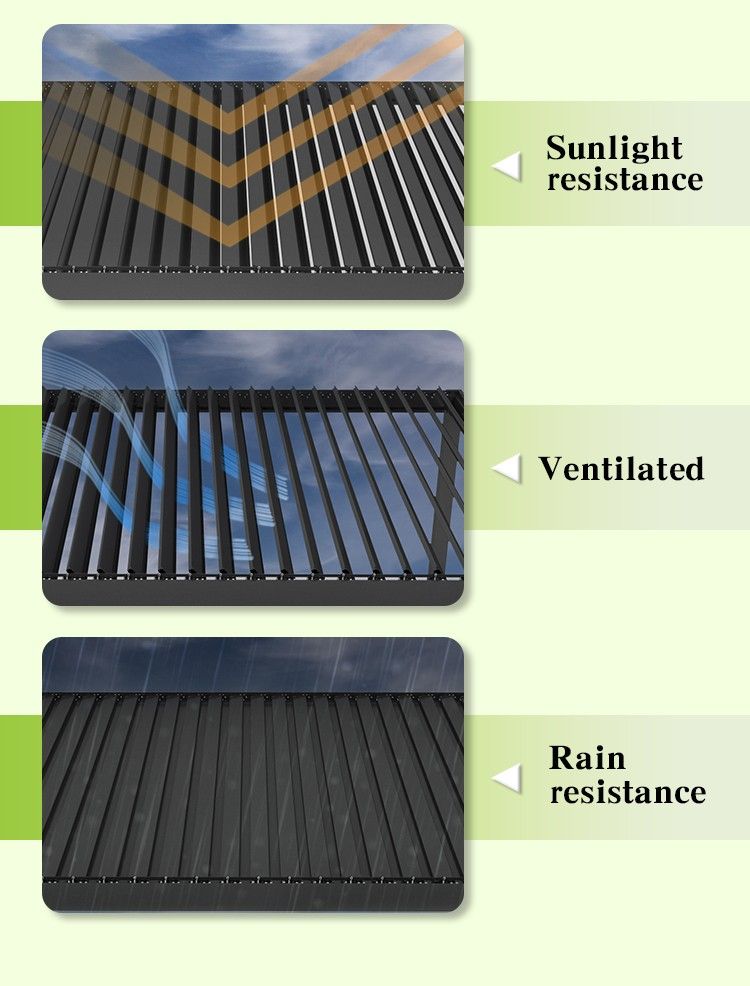 motorized louvered pergola, ventilated rain-resistant sunshade remote control motorized louvered pergola, ventilated rain-resistant sunshade remote control