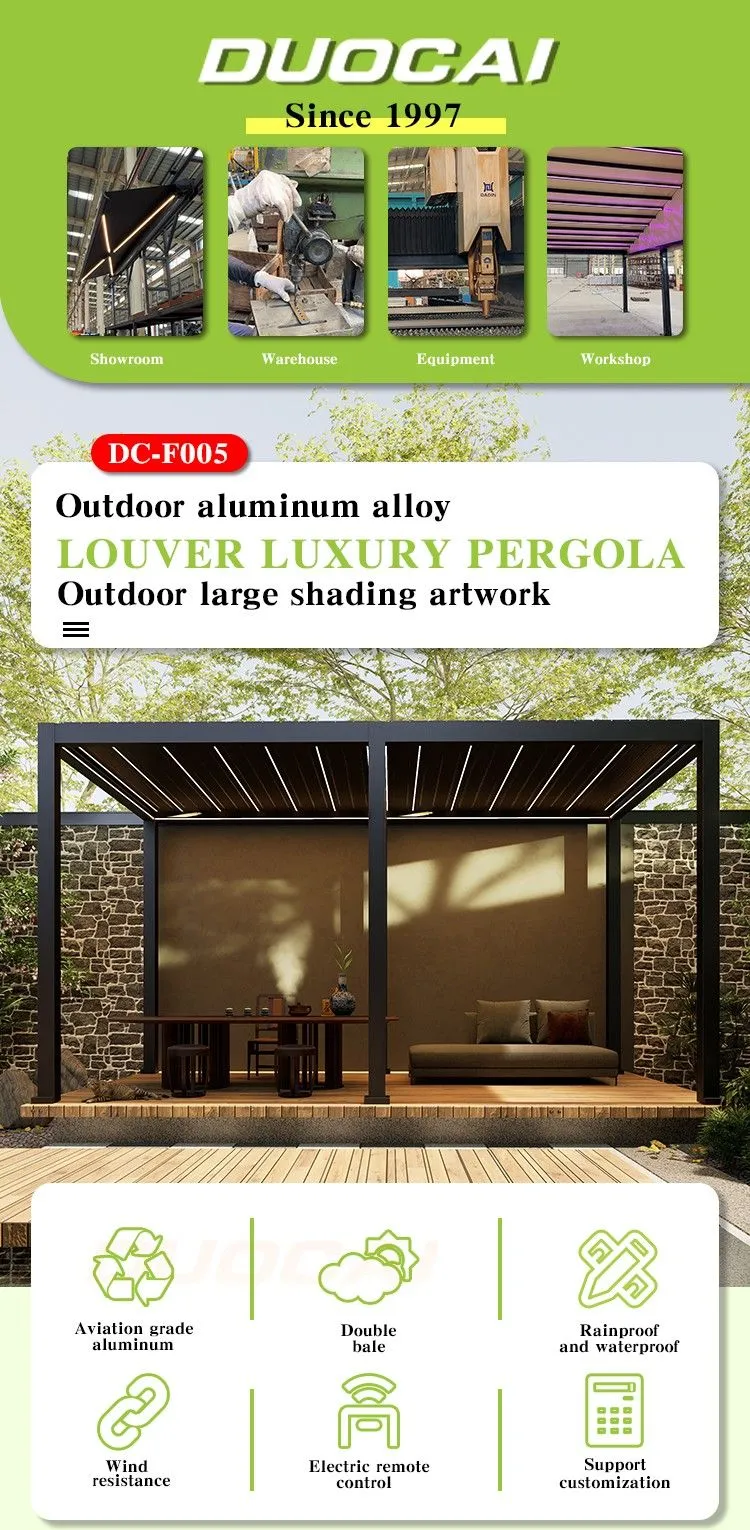 Wholesale 6063 Aluminum Motorized Louvered Pergola With Remote