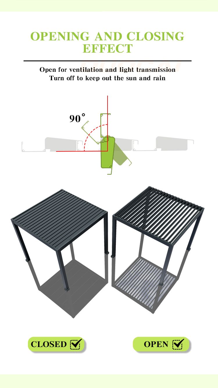 6063 aAluminum motorized louvered pergola adjustable louvers 6063 aAluminum motorized louvered pergola adjustable louvers